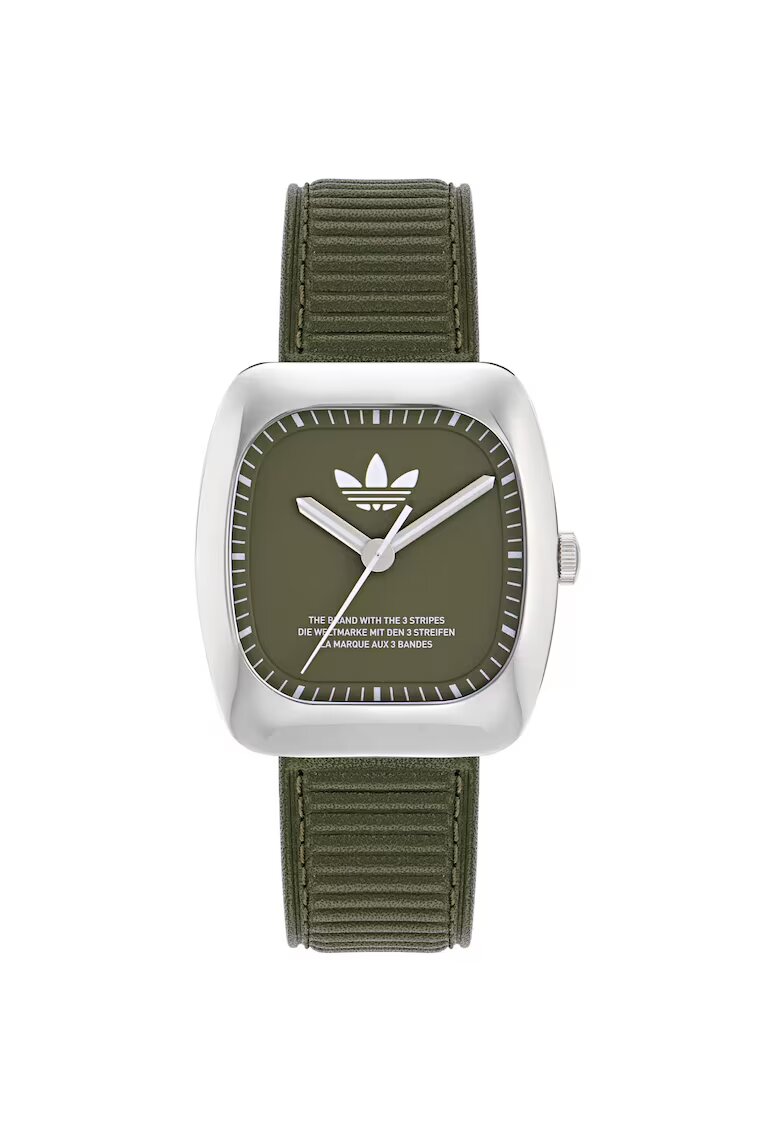 adidas Originals Ceas Retro Wave - mecanism quartz - carcasa inox - curea piele naturala - verde - 50m rezistenta la apa