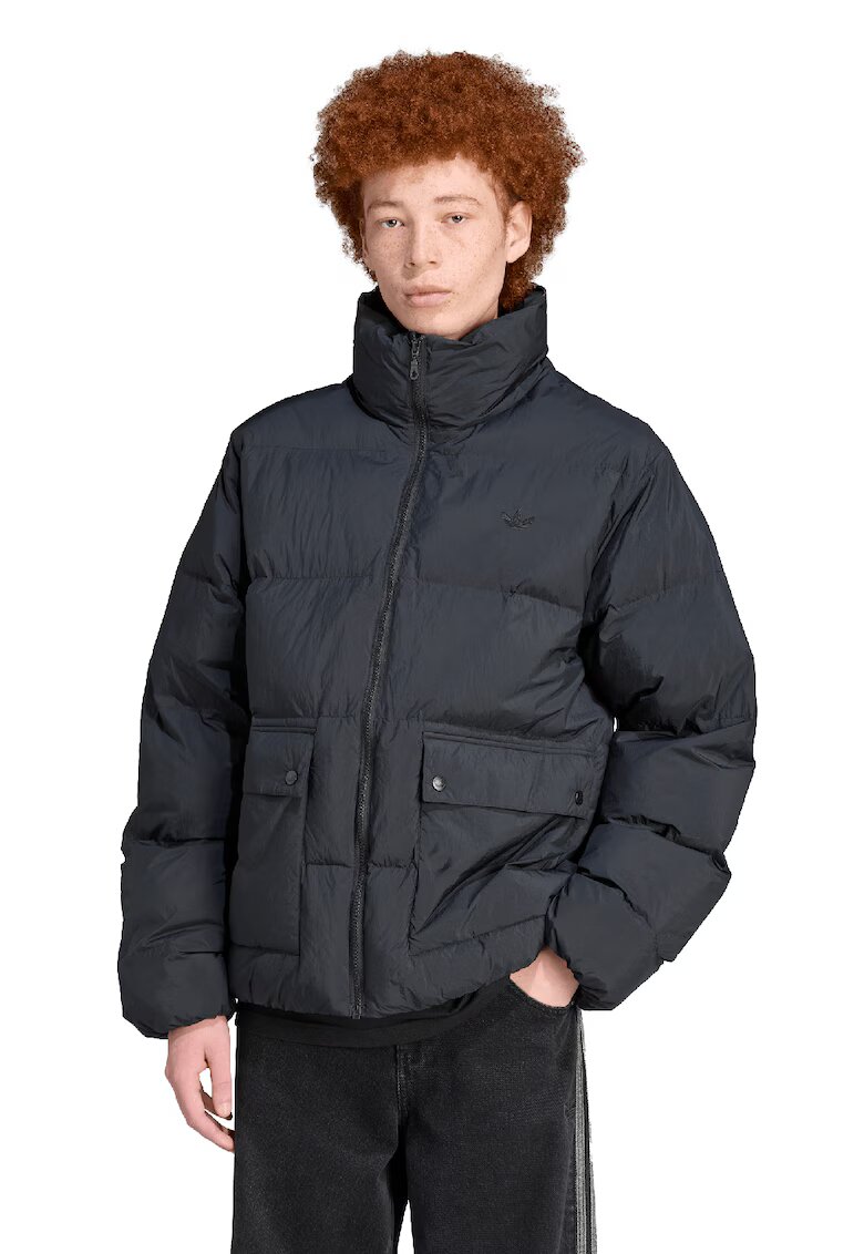 adidas Originals Geaca matlasata cu guler inalt - Negru