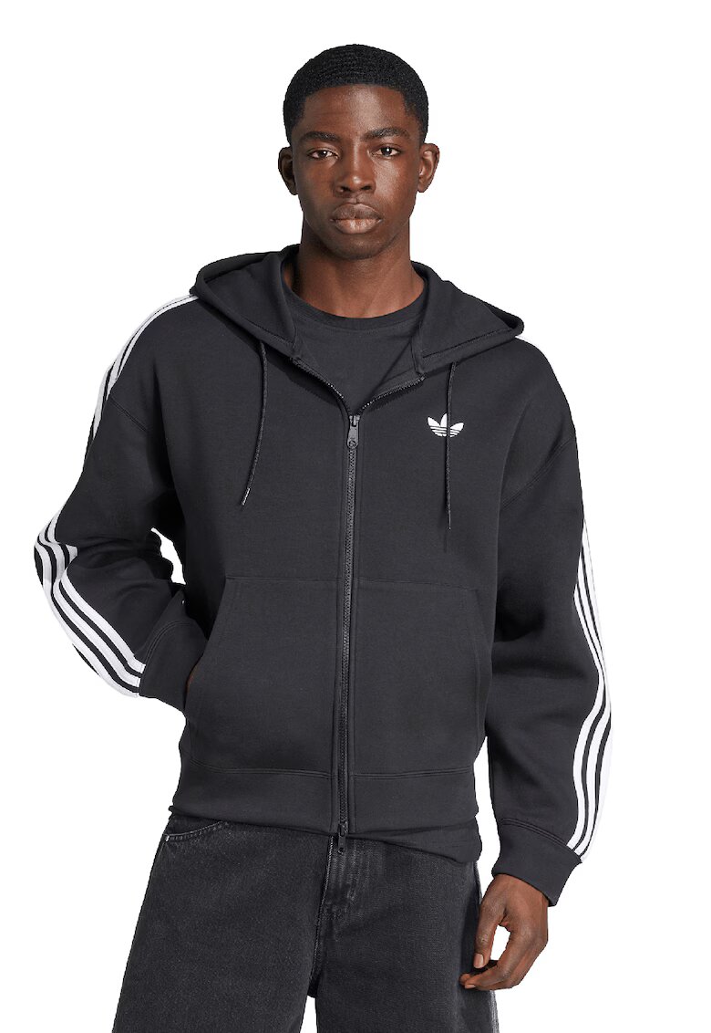 adidas Originals Hanorac cu fermoar si buzunare oblice Spacer - Alb/Negru