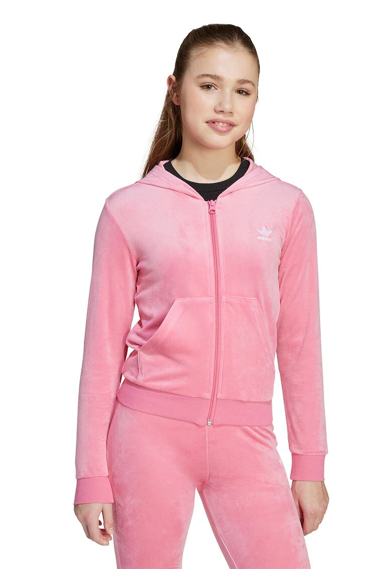 adidas Originals Hanorac cu fermoar Velour - Roz pastel