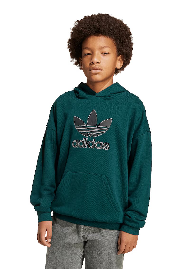 adidas Originals Hanorac de bumbac cu logo - Verde inchis