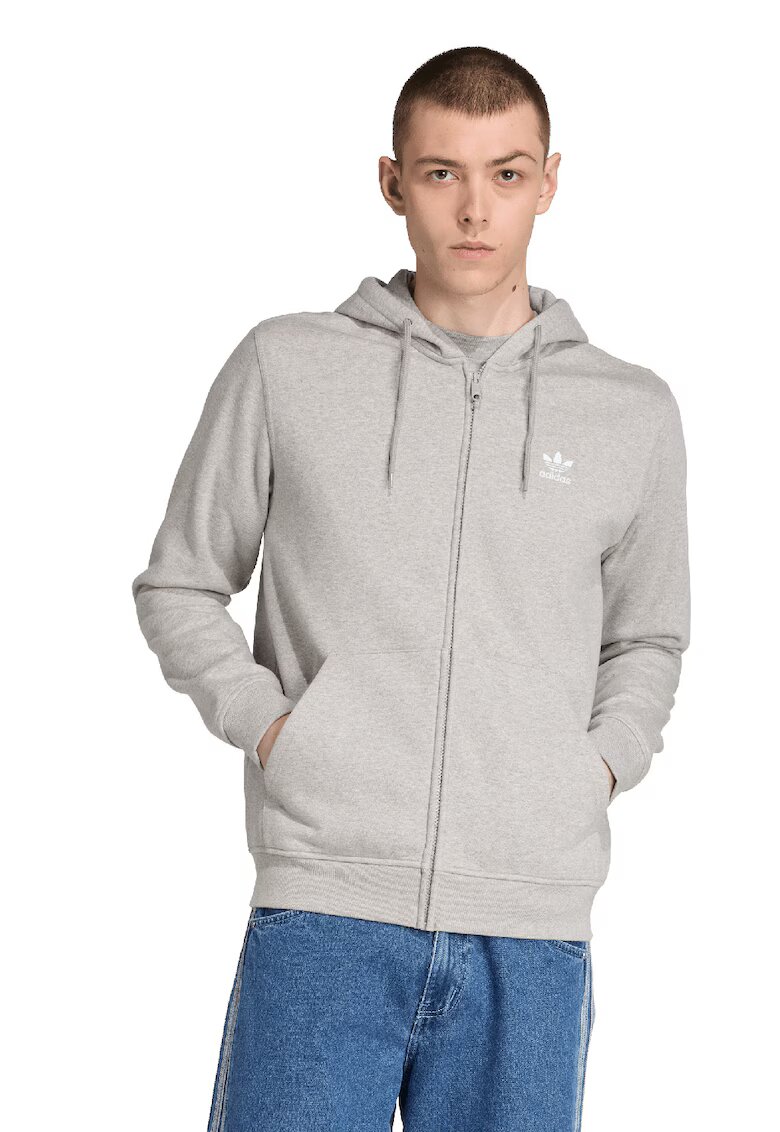 adidas Originals Hanorac regular fit cu fermoar - Gri deschis