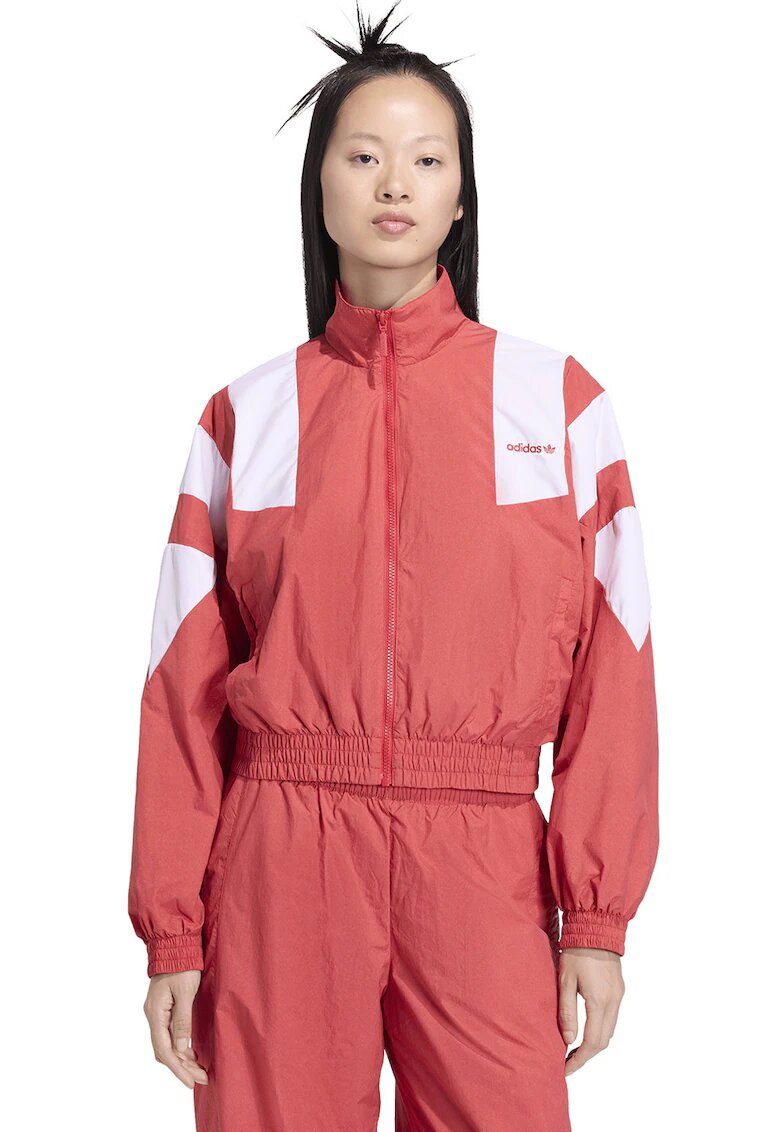 adidas Originals Jacheta cu terminatie elastica si fermoar Blocked Washed - Alb/Coral