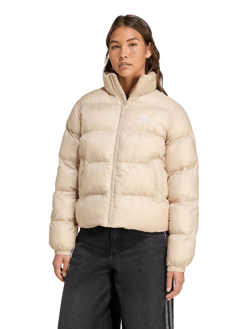 adidas Originals Jacheta scurta cu vatelina si logo - Bej deschis
