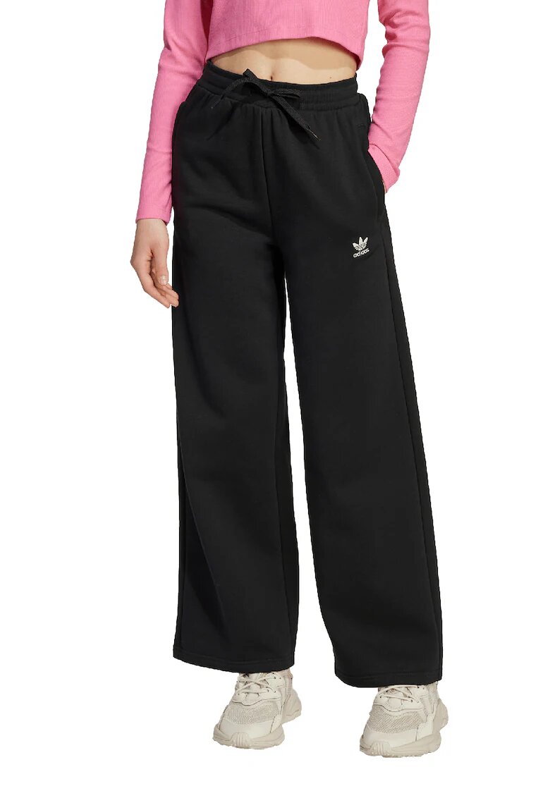 adidas Originals Pantaloni de trening cu croiala ampla si talie inalta - Negru
