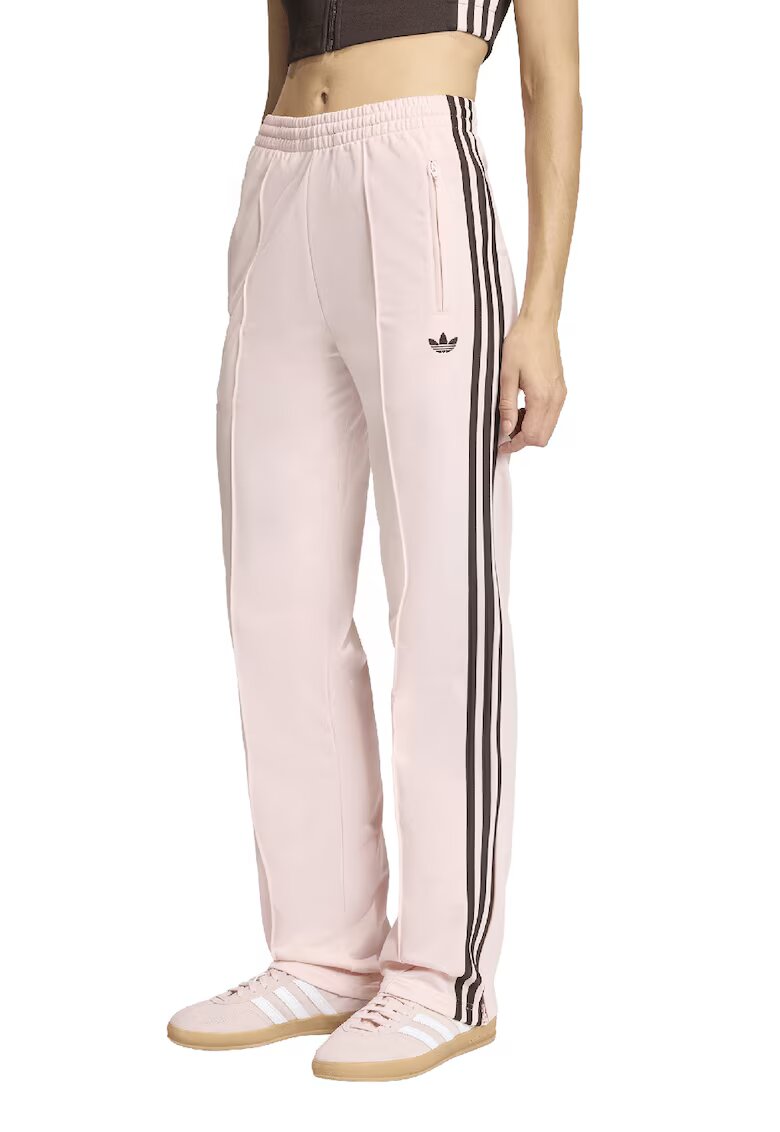 adidas Originals Pantaloni de trening cu slituri cu fermoar Firebird - Maro inchis/Roz pastel