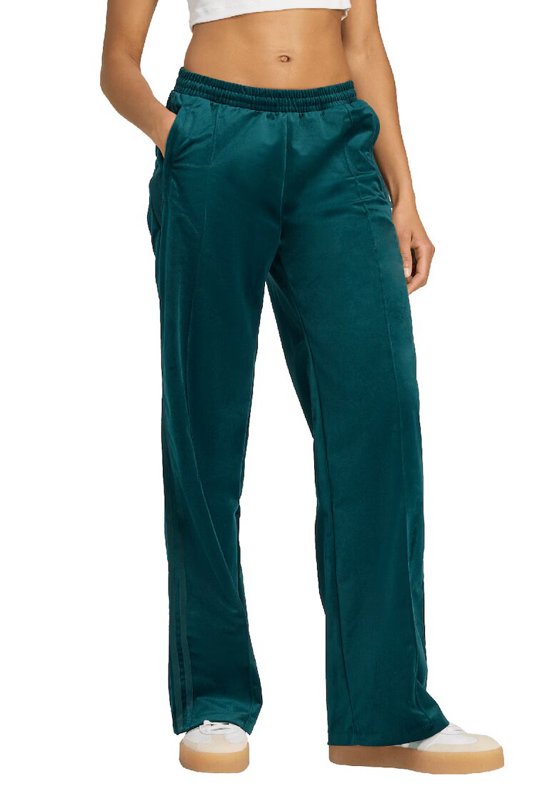 adidas Originals Pantaloni de trening din velur cu dungi laterale - Verde englez