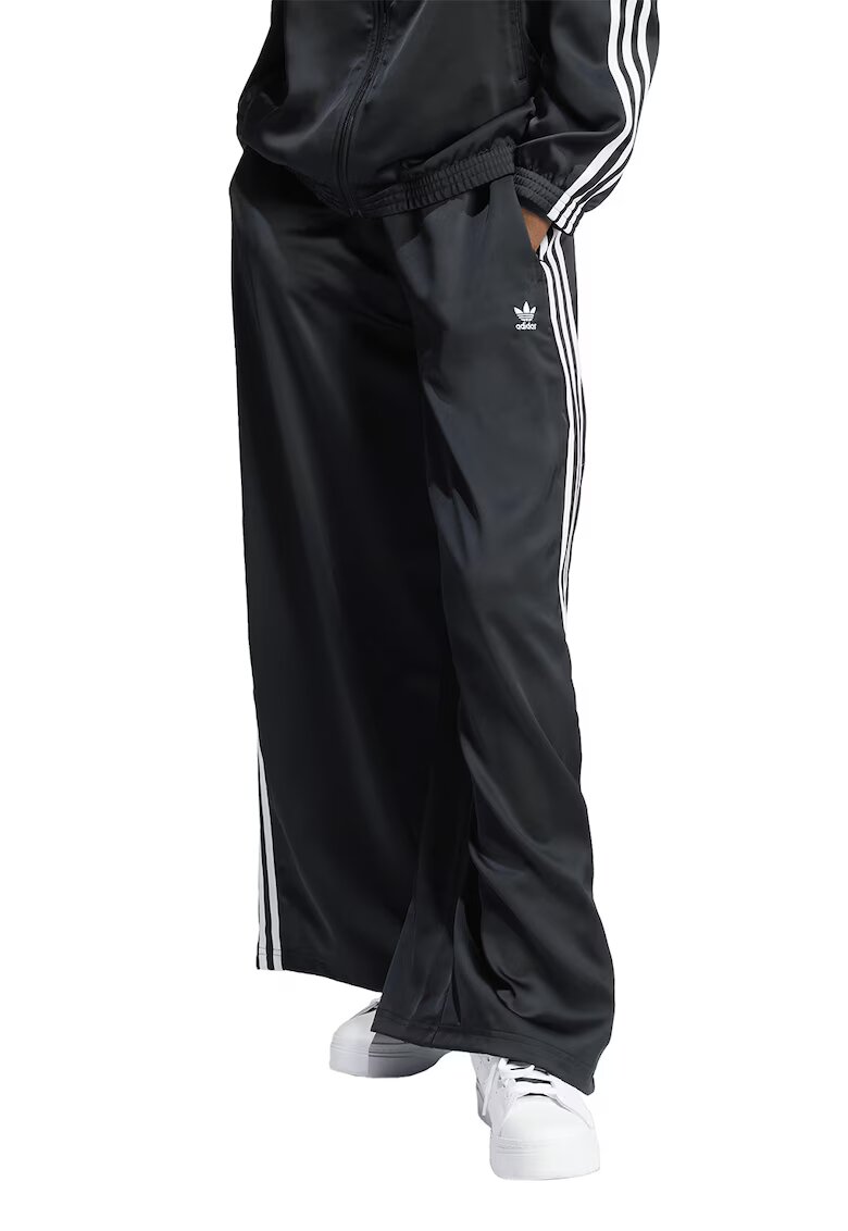 adidas Originals Pantaloni palazzo de trening cu talie inalta - Alb/Negru stins