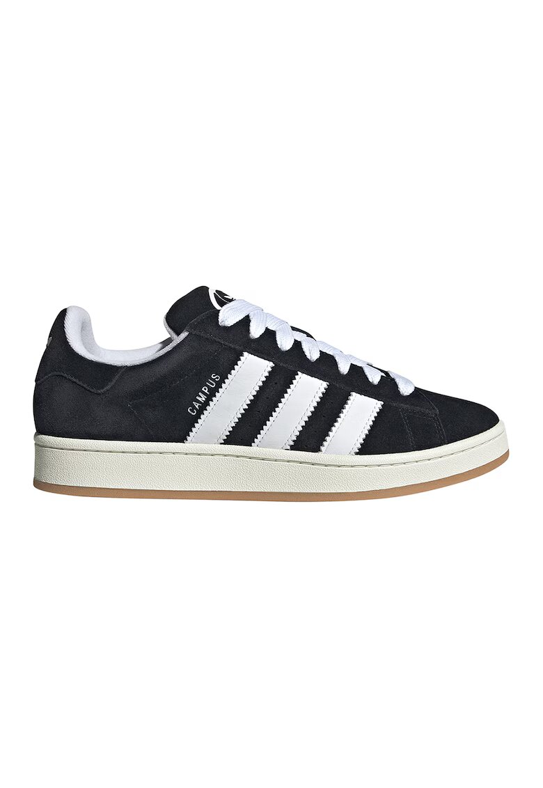 adidas Originals Pantofi sport Campus 00s din piele intoarsa cu garnituri contrastante - Alb/Negru