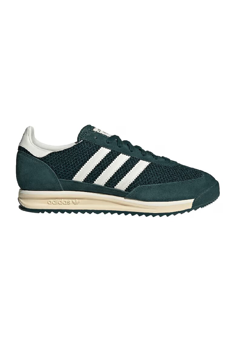 adidas Originals Pantofi sport cu piele intoarsa SL 72 - Alb/Verde padure