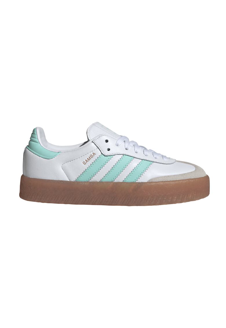 adidas Originals Pantofi sport de piele cu talpa plata Sambae - Alb/Verde menta