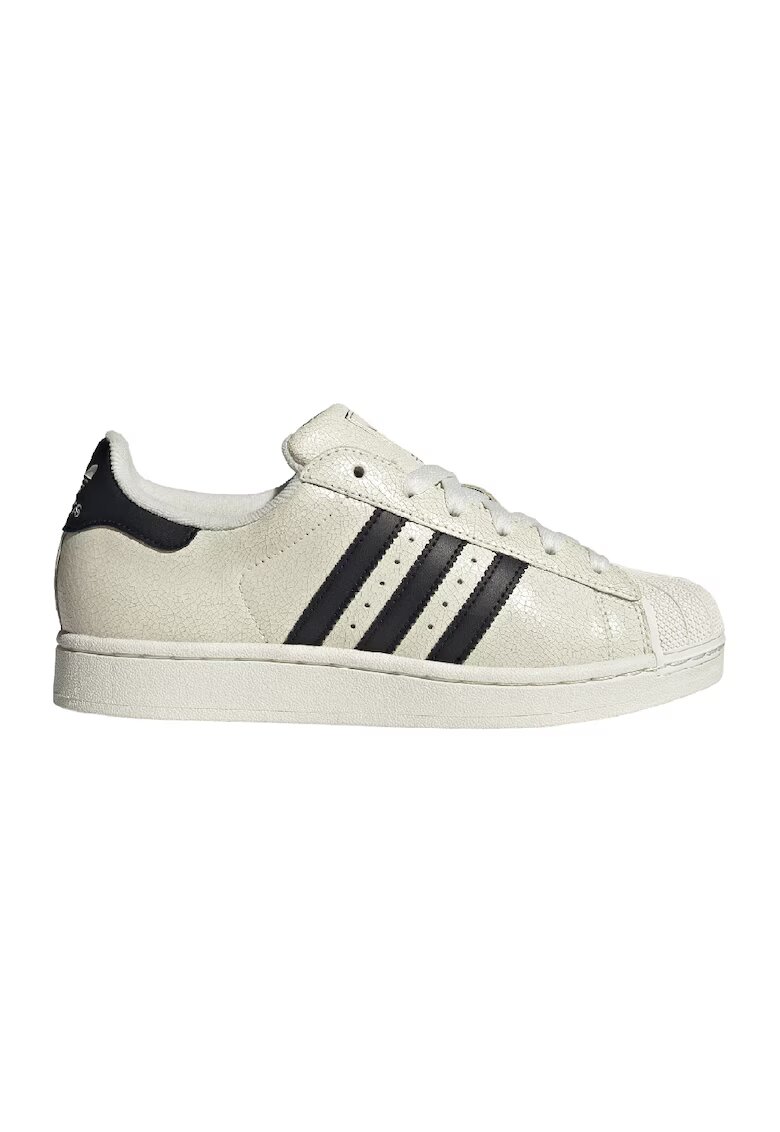 adidas Originals Pantofi sport din piele cu aspect retro Superstar II - Negru/Alb murdar