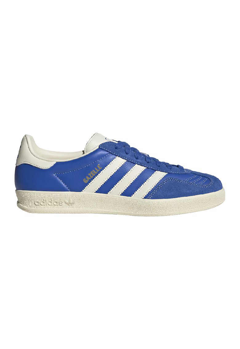 adidas Originals Pantofi sport din piele cu garnituri din material sintetic Gazelle Indoor - Albastru royal/Alb murdar