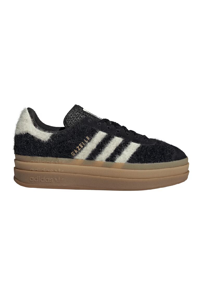 adidas Originals Pantofi sport din piele intoarsa cu garnituri pufoase Gazelle Bold - Alb fildes/Negru