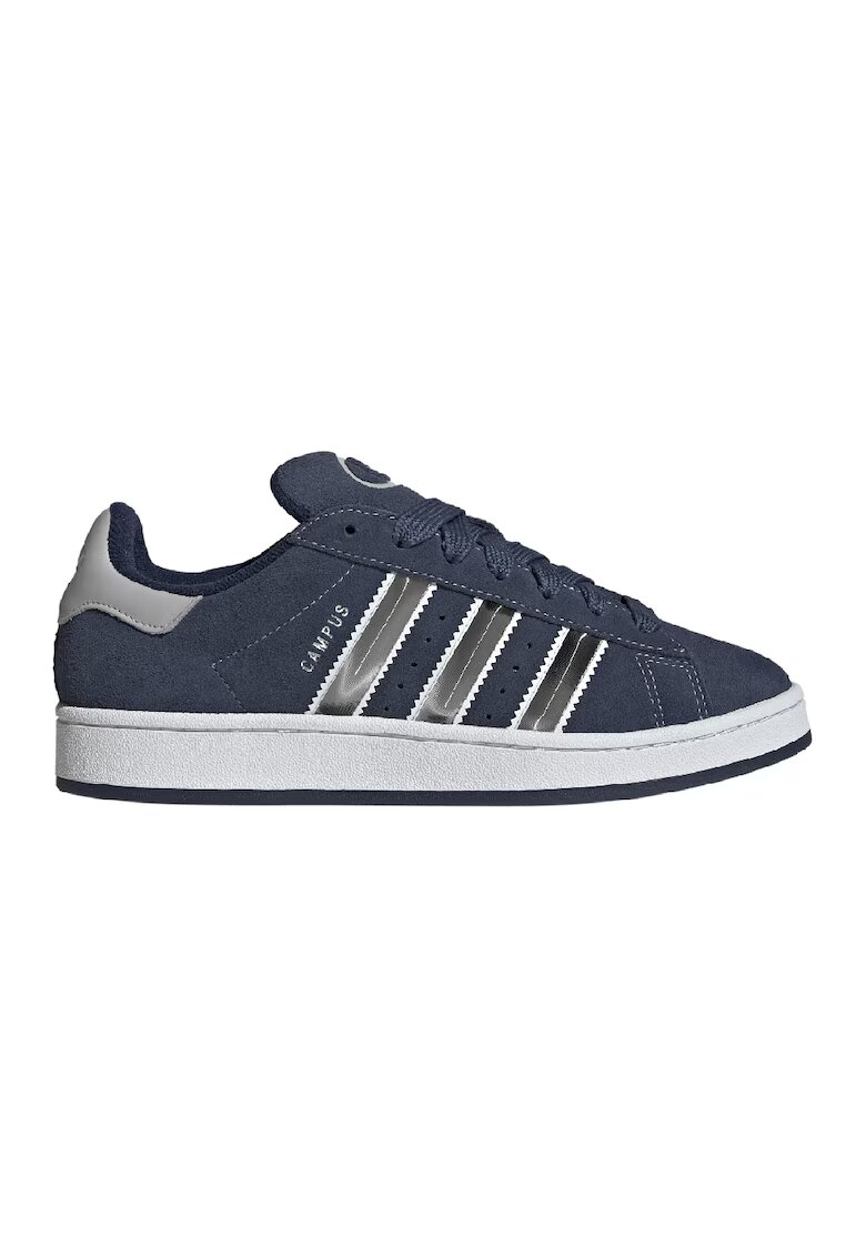 adidas Originals Pantofi sport din piele intoarsa cu logo Campus - Gri/Bleumarin