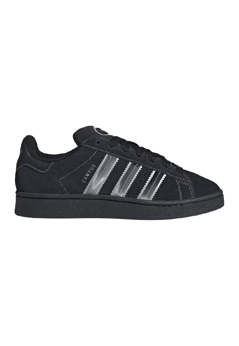 adidas Originals Pantofi sport din piele intoarsa cu logo Campus - Negru/Argintiu