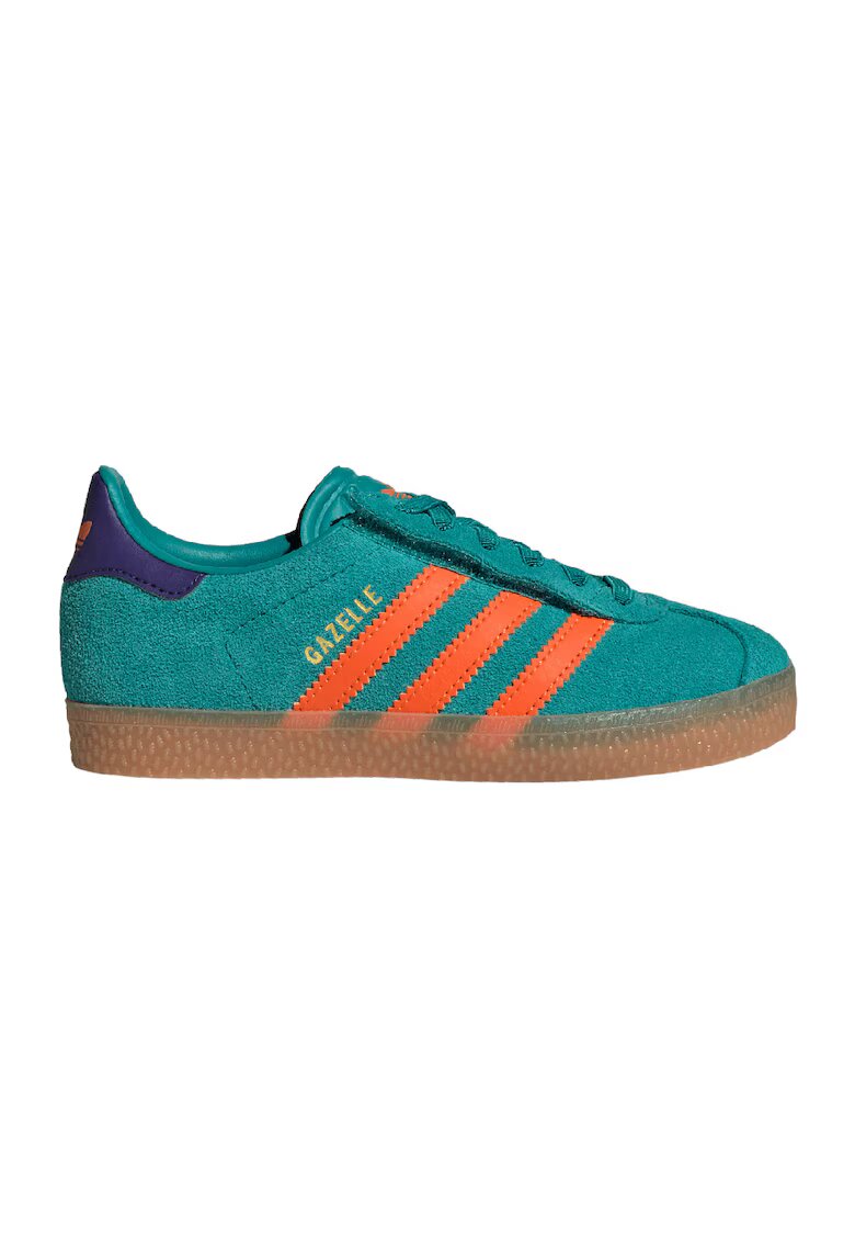 adidas Originals Pantofi sport din piele intoarsa cu model colorblock Gazelle - Portocaliu/Verde persan