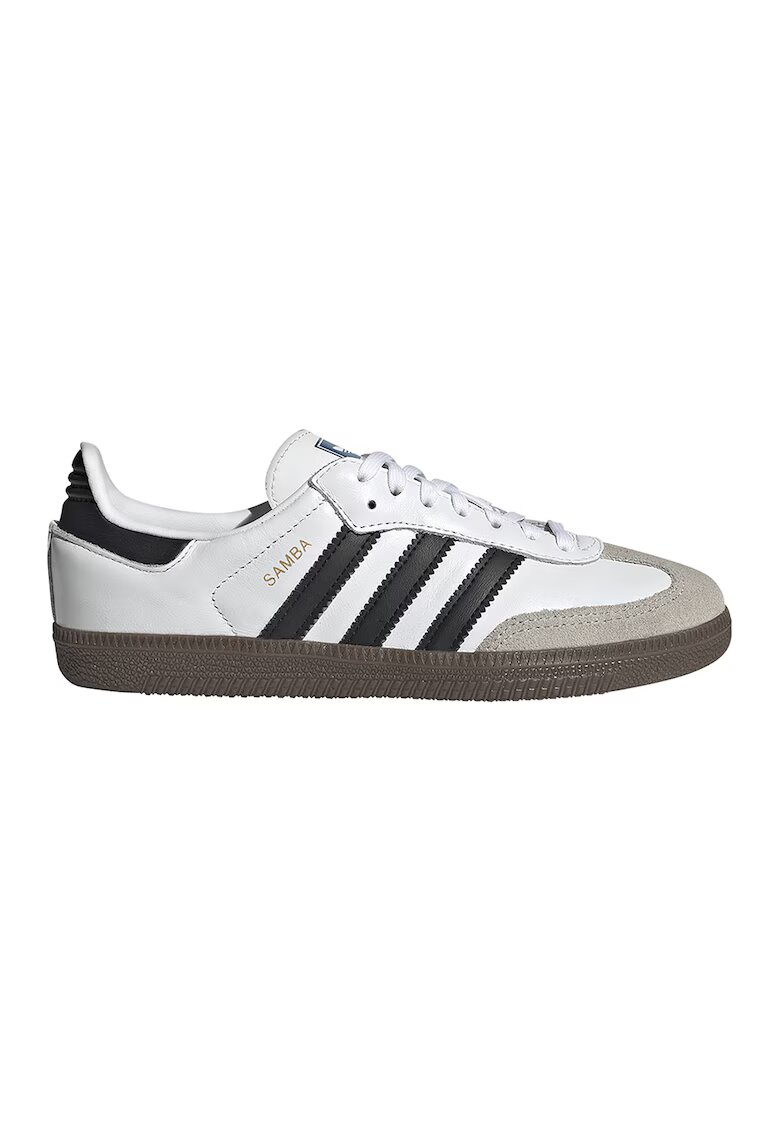 adidas Originals Pantofi sport din piele Samba OG - Negru stins/Alb optic/Grej