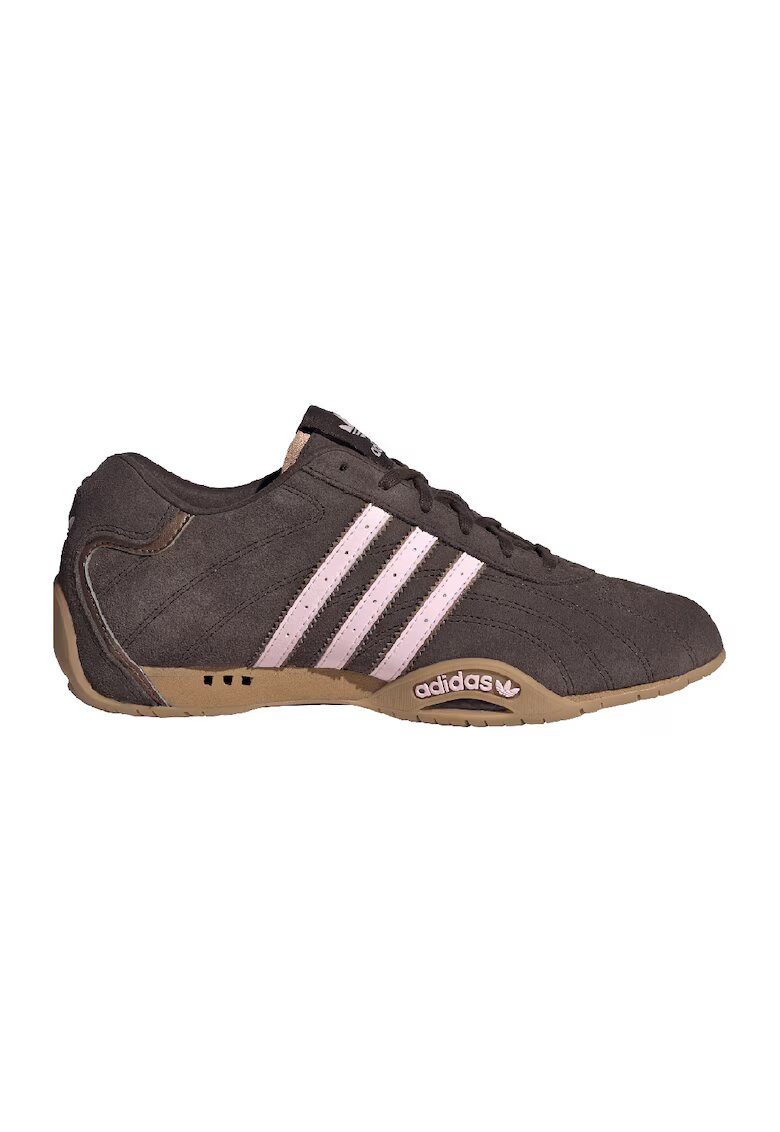 adidas Originals Pantofi sport din piele si piele intoarsa Adirace - Maro inchis/Roz pastel