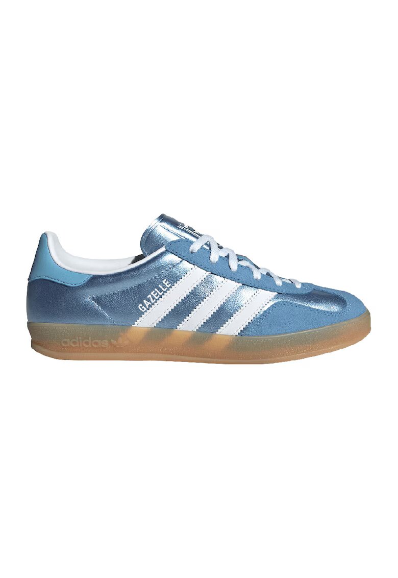 adidas Originals Pantofi sport din piele si piele intoarsa Gazelle - Alb/Albastru