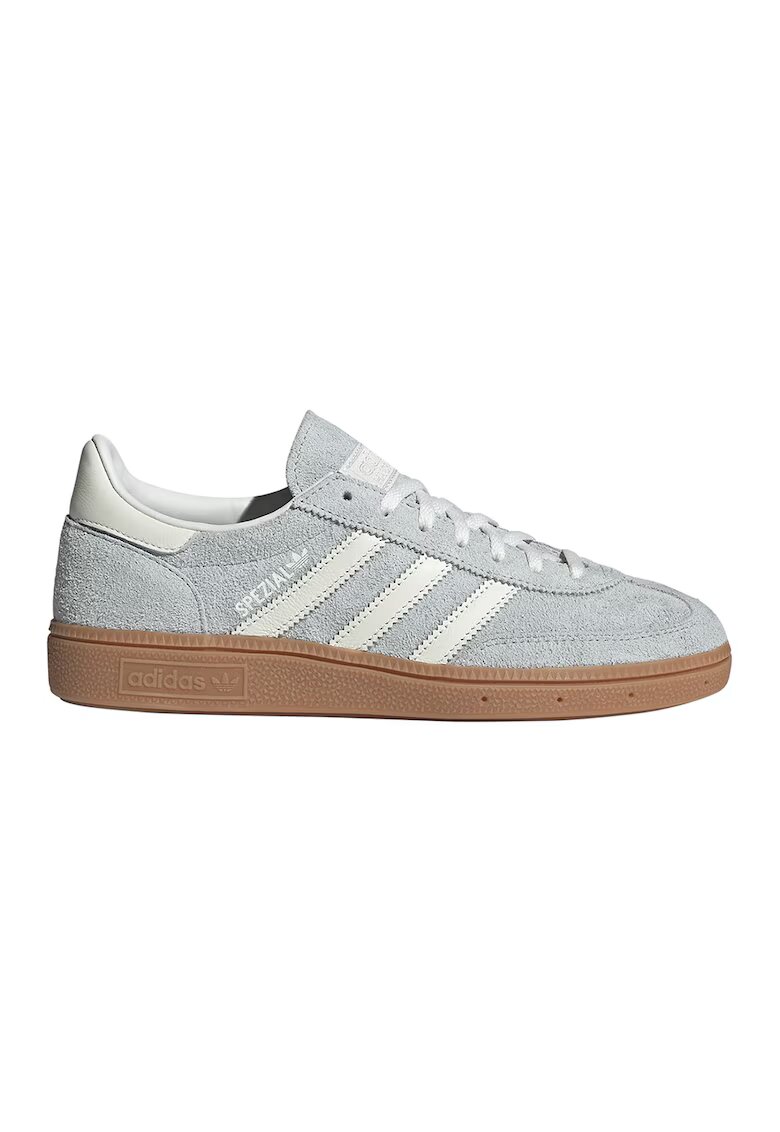 adidas Originals Pantofi sport din piele si piele intoarsa Handball Spezial - Gri cenusiu/Alb murdar