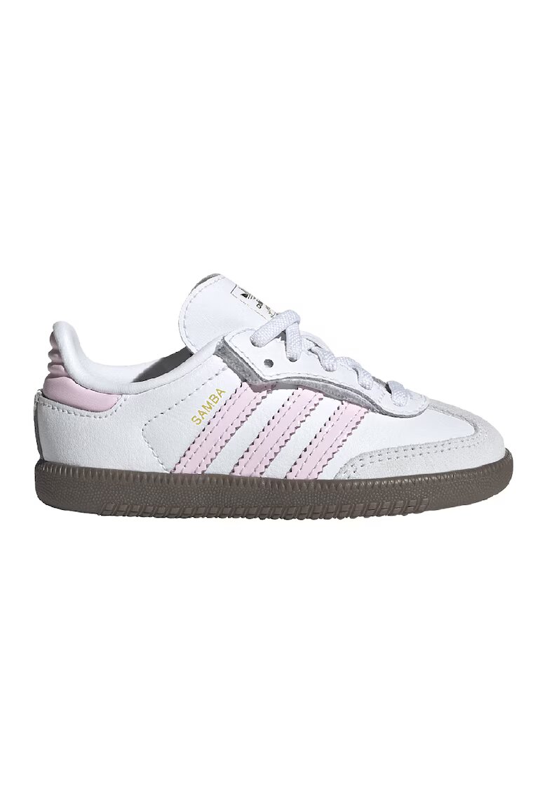 adidas Originals Pantofi sport din piele si piele intoarsa Samba OG - Alb/Gri deschis/Roz pal