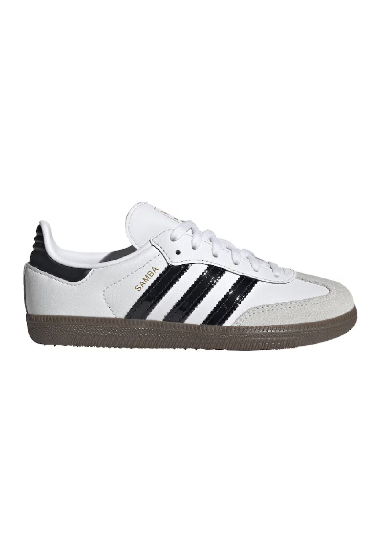 adidas Originals Pantofi sport din piele si piele intoarsa Samba OG - Negru/Gri deschis/Alb optic