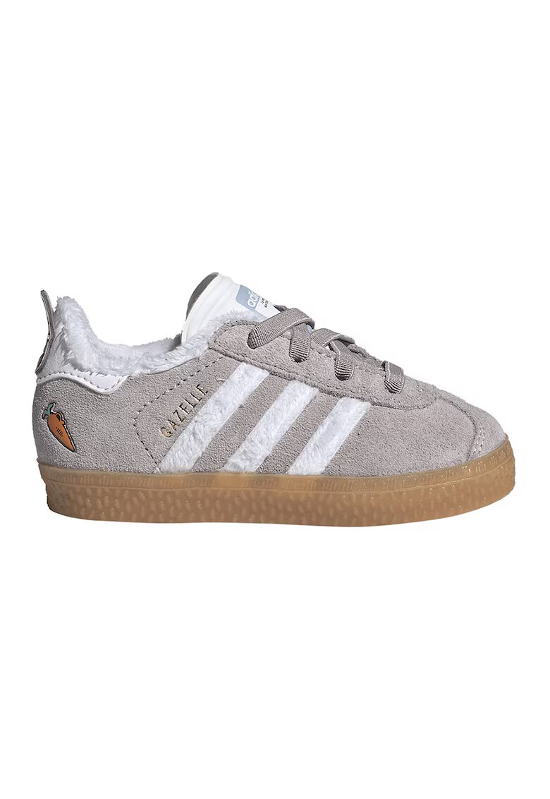 adidas Originals Pantofi sport Disney Gazelle din piele intoarsa cu sireturi elastice - Alb/Maro taupe
