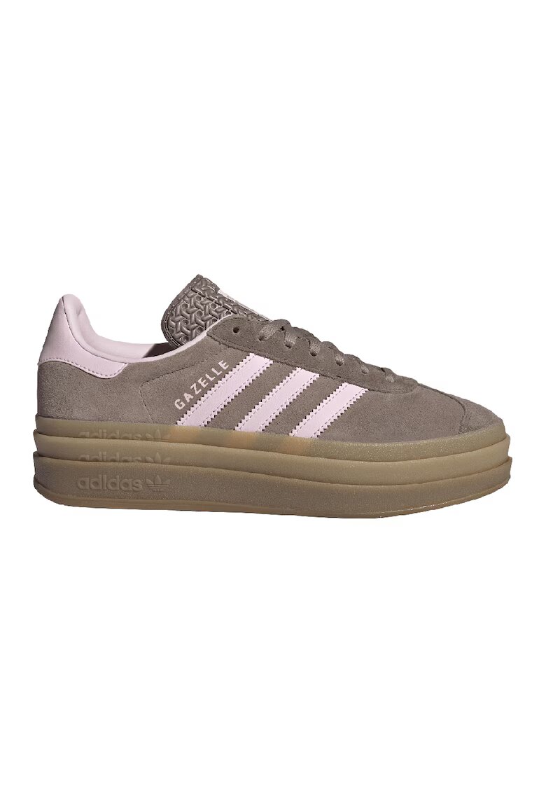 adidas Originals Pantofi sport Gazelle Bold flatform din piele intoarsa cu garnituri din material sintetic - Maro inchis/Roz