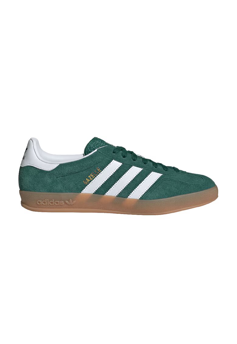 adidas Originals Pantofi sport Gazelle din piele intoarsa cu logo - Alb/Verde
