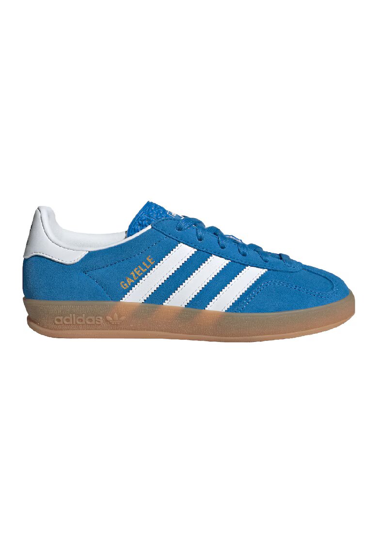 adidas Originals Pantofi sport Gazelle Indoor din piele intoarsa cu garnituri din material sintetic - Alb/Albastru royal