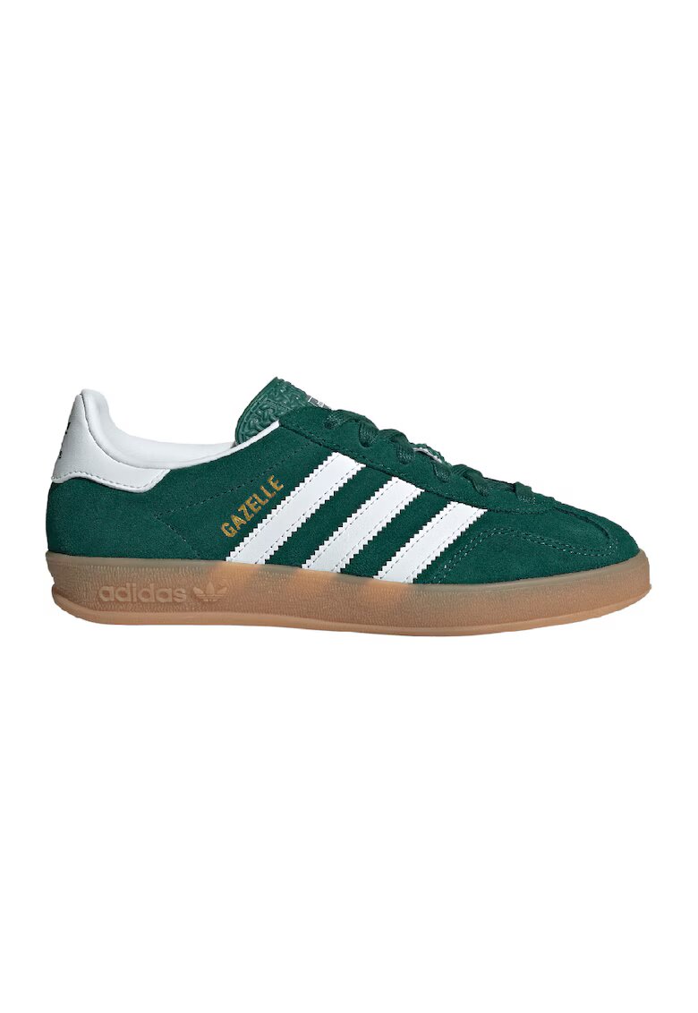 adidas Originals Pantofi sport Gazelle Indoor din piele intoarsa cu garnituri din material sintetic - Alb/Verde inchis