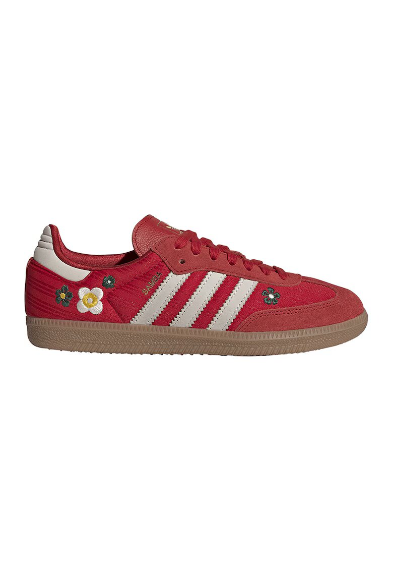 adidas Originals Pantofi sport Samba cu insertii din piele si piele intoarsa - Rosu/Alb