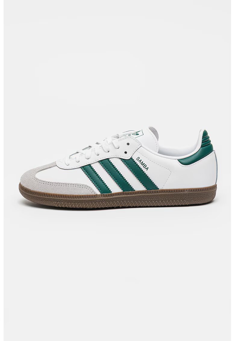 adidas Originals Pantofi sport Samba OG de piele ecologica cu insertii din piele intoarsa - Alb/Verde englez