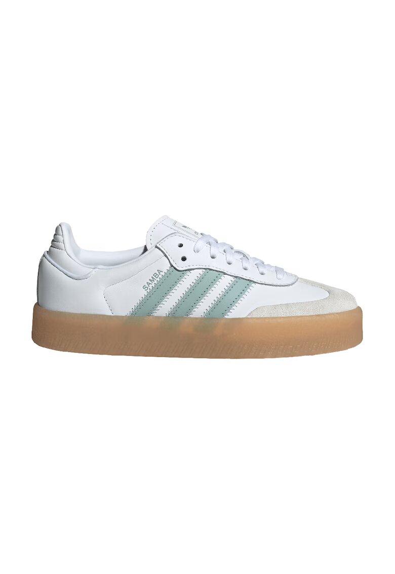 adidas Originals Pantofi sport Sambae din piele intoarsa si piele - Alb/Verde menta
