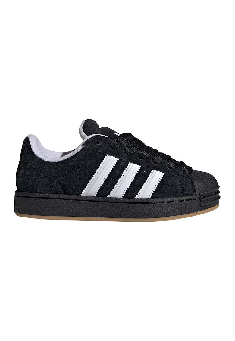 adidas Originals Pantofi sport Superstar de piele intoarsa cu benzi logo contrastante - Negru