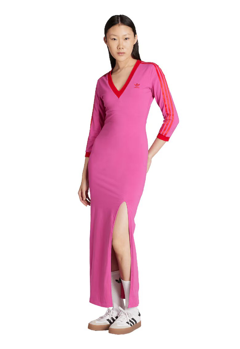 adidas Originals Rochie maxi cu model cu slit Adicolor Classics - Rosu/Roz