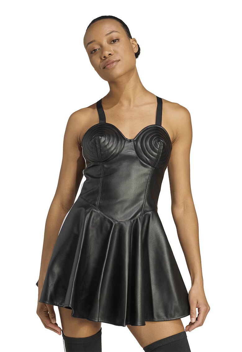 adidas Originals Rochie scurta din piele sintetica cu bretele incrucisate pe partea din spate - Negru