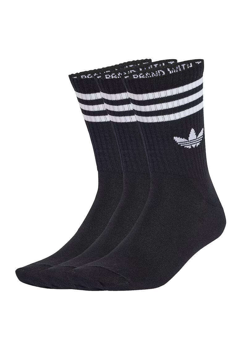 adidas Originals Set de 3 perechi de sosete lungi unisex cu detaliu logo - Negru