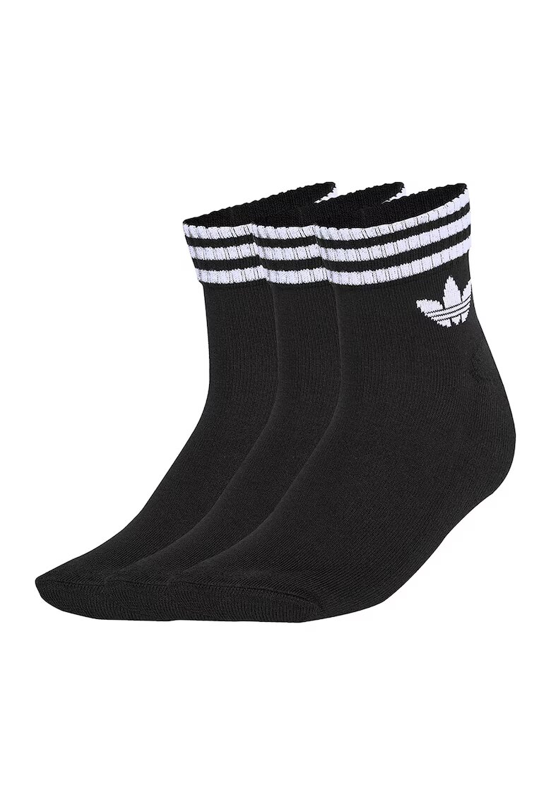 adidas Originals Set de 3 perechi de sosete scurte cu model unisex - Negru