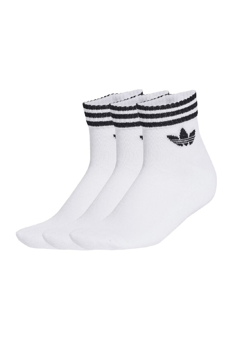 adidas Originals Set de 3 perechi de sosete scurte cu model unisex - Negru/Alb optic