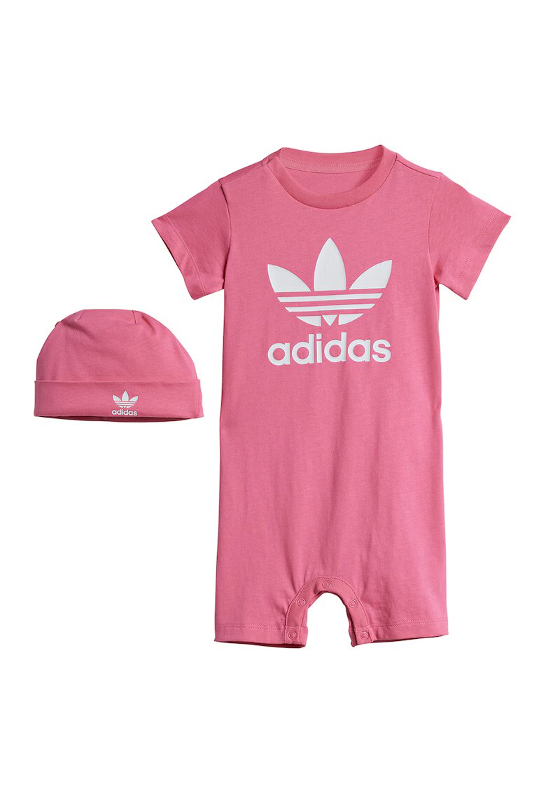 adidas Originals Set de salopeta si caciula - Alb/Roz pastel