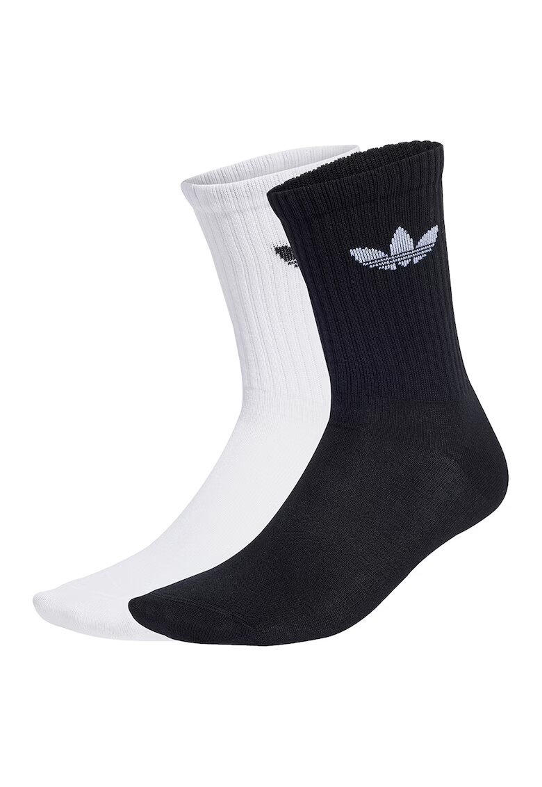 adidas Originals Set de sosete lungi cu logo - 2 perechi - Negru/Alb optic