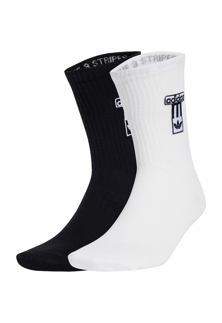 adidas Originals Set de sosete lungi cu model unisex Adibreak - 2 Perechi - Alb/Negru