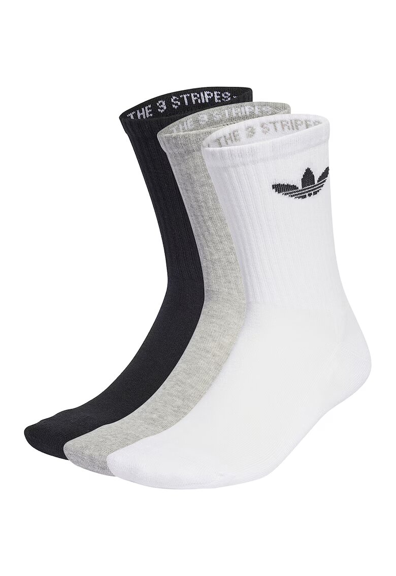 adidas Originals Set de sosete lungi elastice unisex - 3 perechi - Alb/Negru/Gri