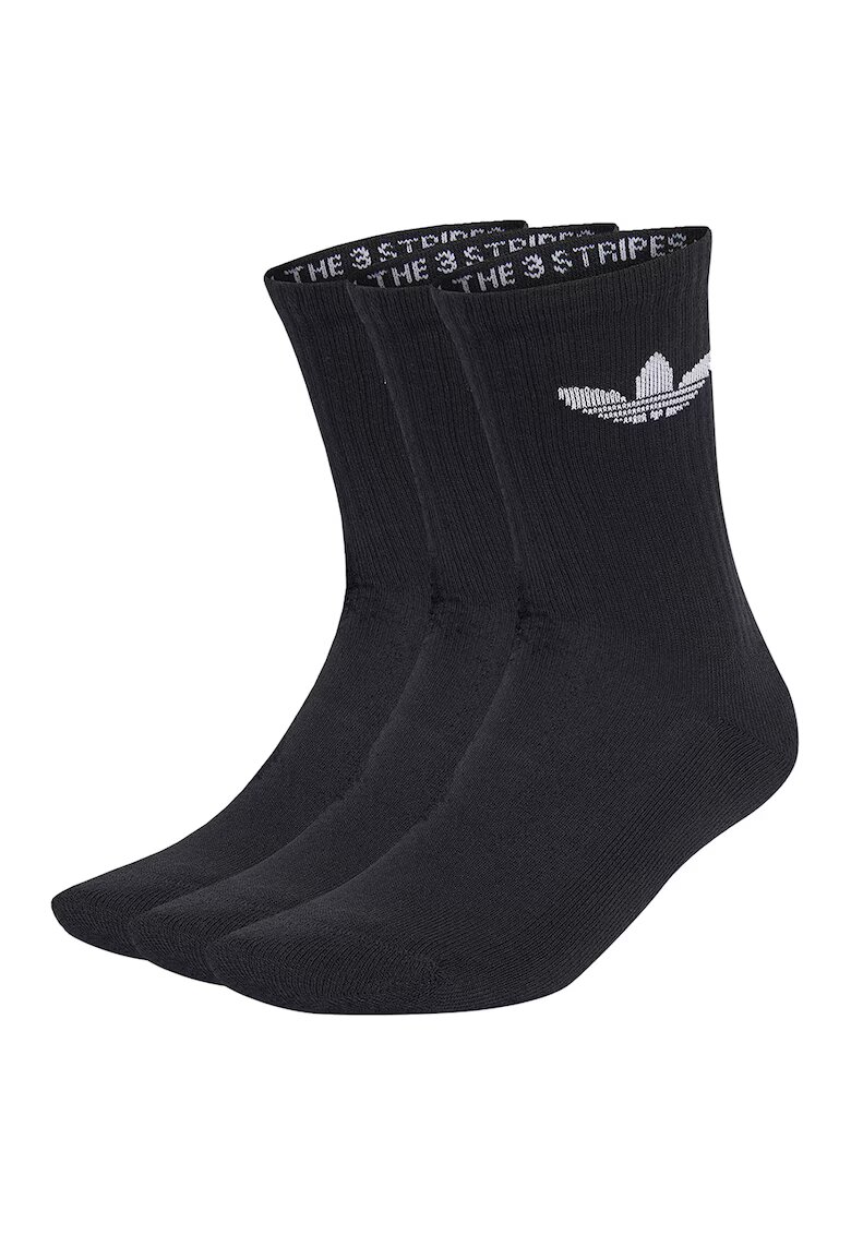 adidas Originals Set de sosete lungi elastice unisex - 3 perechi - Negru stins