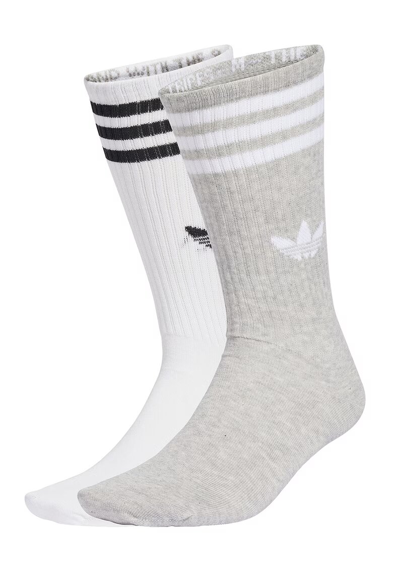 adidas Originals Set de sosete lungi unisex cu logo - 3 perechi - Alb/Negru/Gri deschis melange