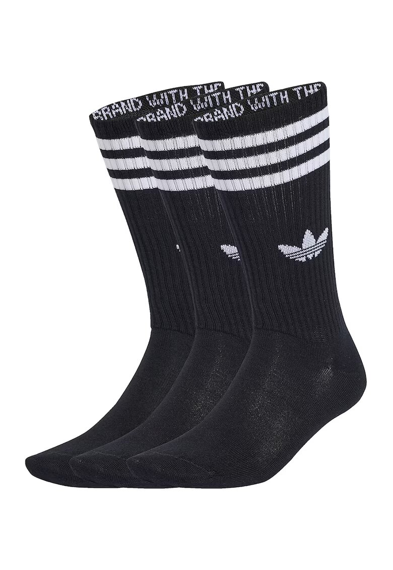 adidas Originals Set de sosete lungi unisex cu logo - 3 perechi - Negru
