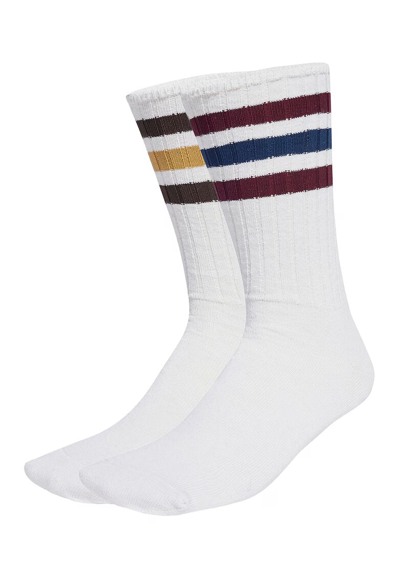adidas Originals Set de sosete lungi unisex din amestec de in cu dungi - 2 perechi - Visiniu/Albastru inchis/Alb optic
