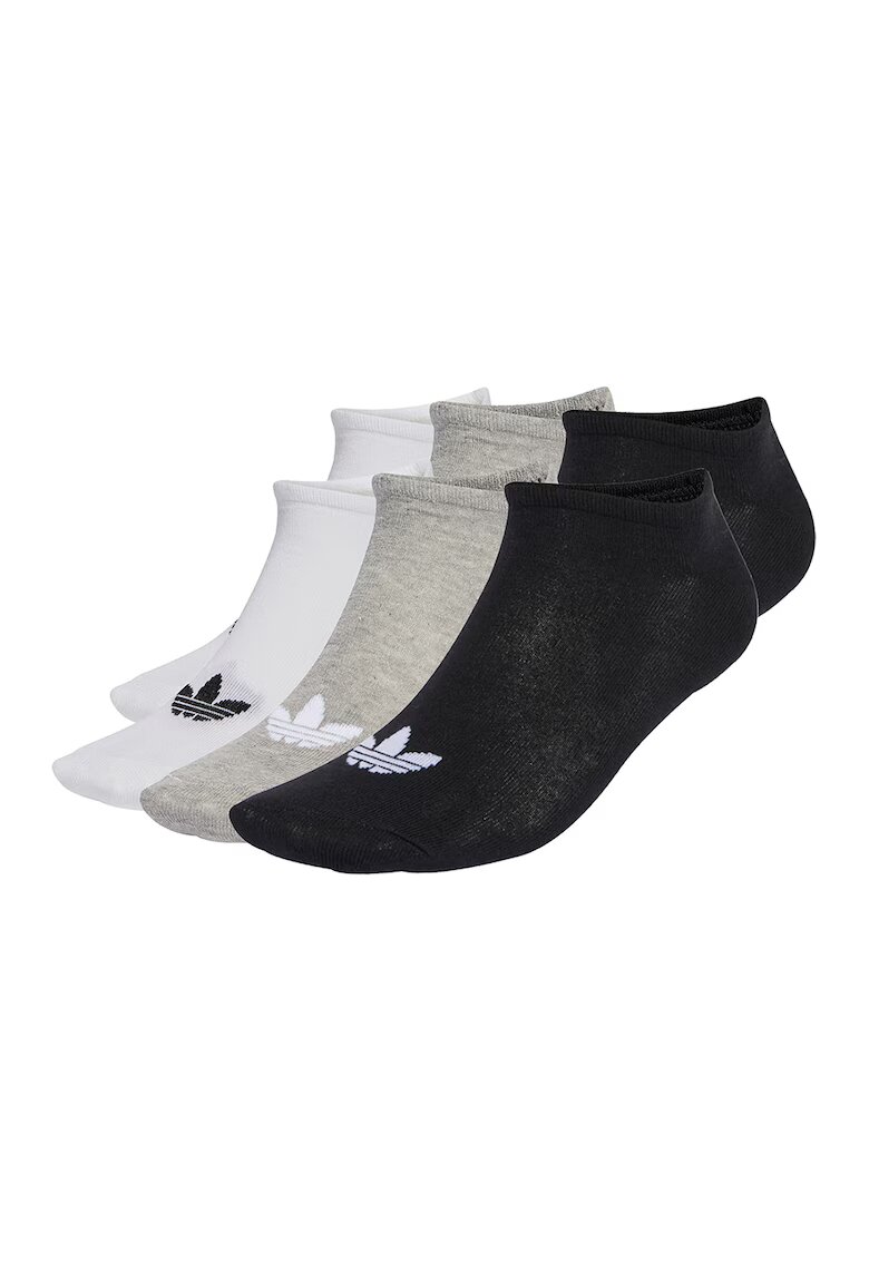 adidas Originals Set de sosete pana la glezna unisex cu model logo - 6 perechi - Negru/Gri melange/Alb optic